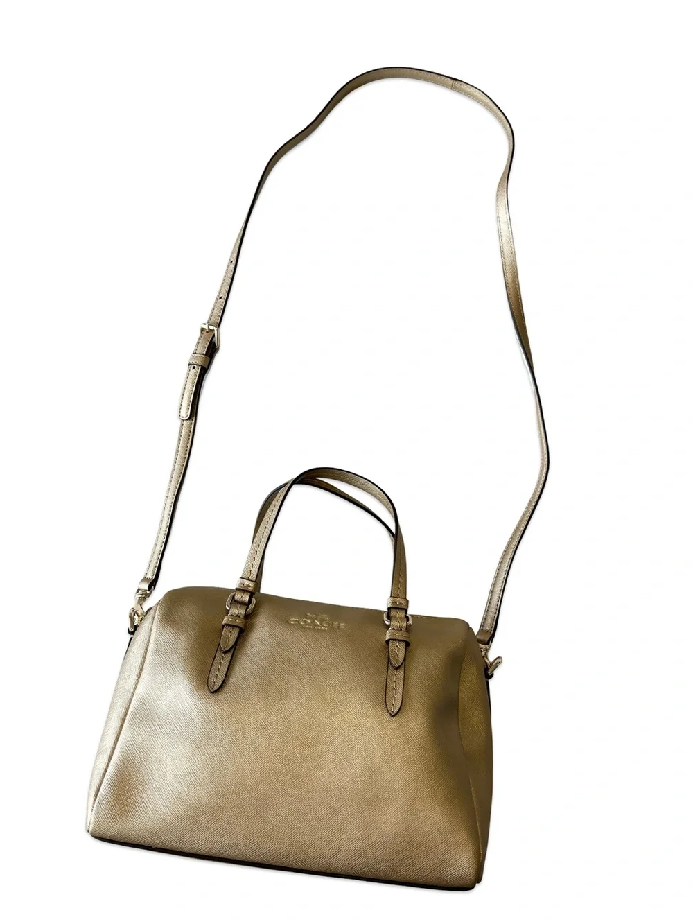 Coach gold leather crossbody bag NWOT Neutral Small purse Luxury bag Duffel